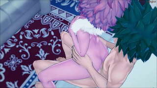 Izuku Midoriya fucking l &#039; bèl koekipyèr Mina kont yon miray - MHA Hentai.